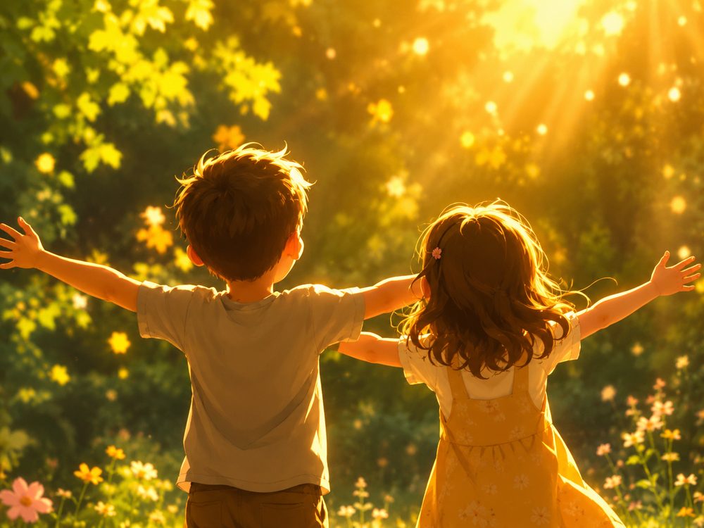 A child enjoying the outdoors in the sunshine